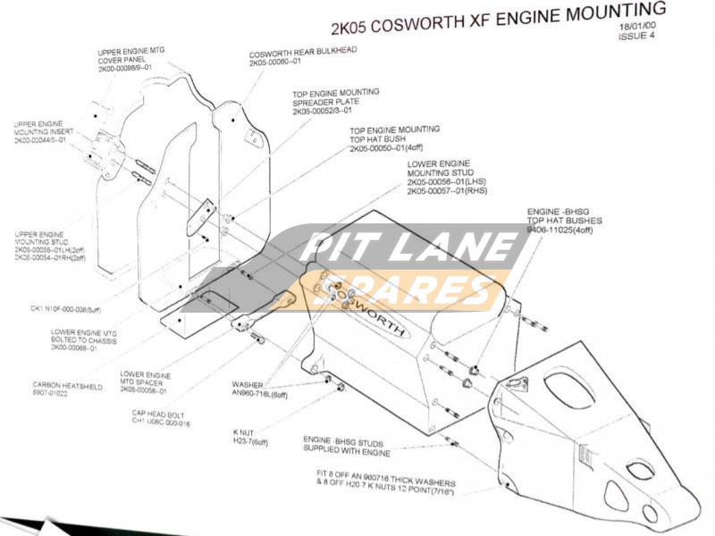 COSWORTH XF ENGINE MOUNTING Diagram